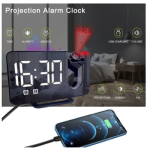 Projection Alarm Clock Time Display 180 Degree LED Curved Screen Projectable Clock With FM Radio