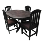 4 Seater Wooden Oval Design Dark Black Dining Table Set