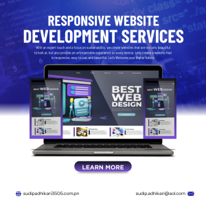 Blue And White Modern Responsive Website Development Services Instagram Post