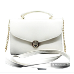 Box Shaped White Side Bag with handle for girls