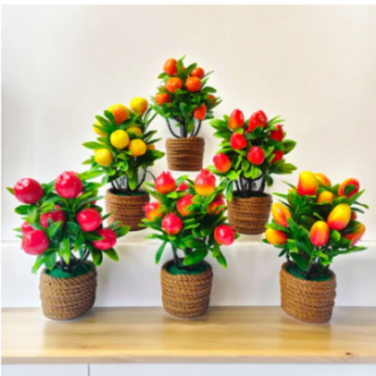 Flower With Pot Home Decor Fruits Flower and Pot Table Decor