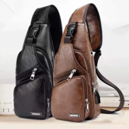 One Side Chest Bag With USB Charging Port for Men